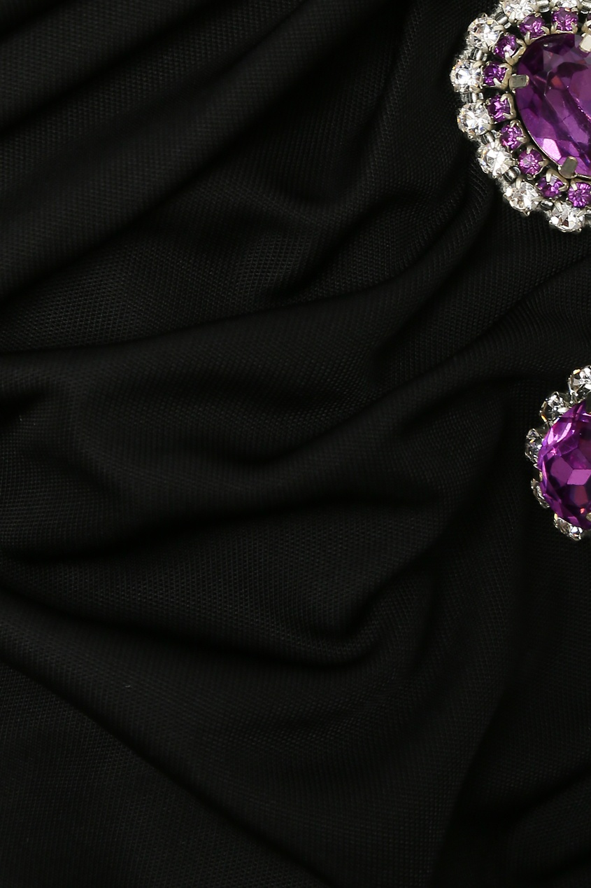 фото Платье с ассиметричной драпировкой и декором из стразов moschino