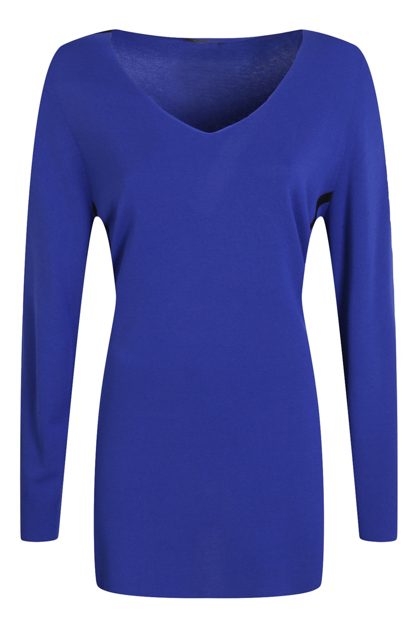 фото Синий пуловер с контрастной отделкой Marina rinaldi