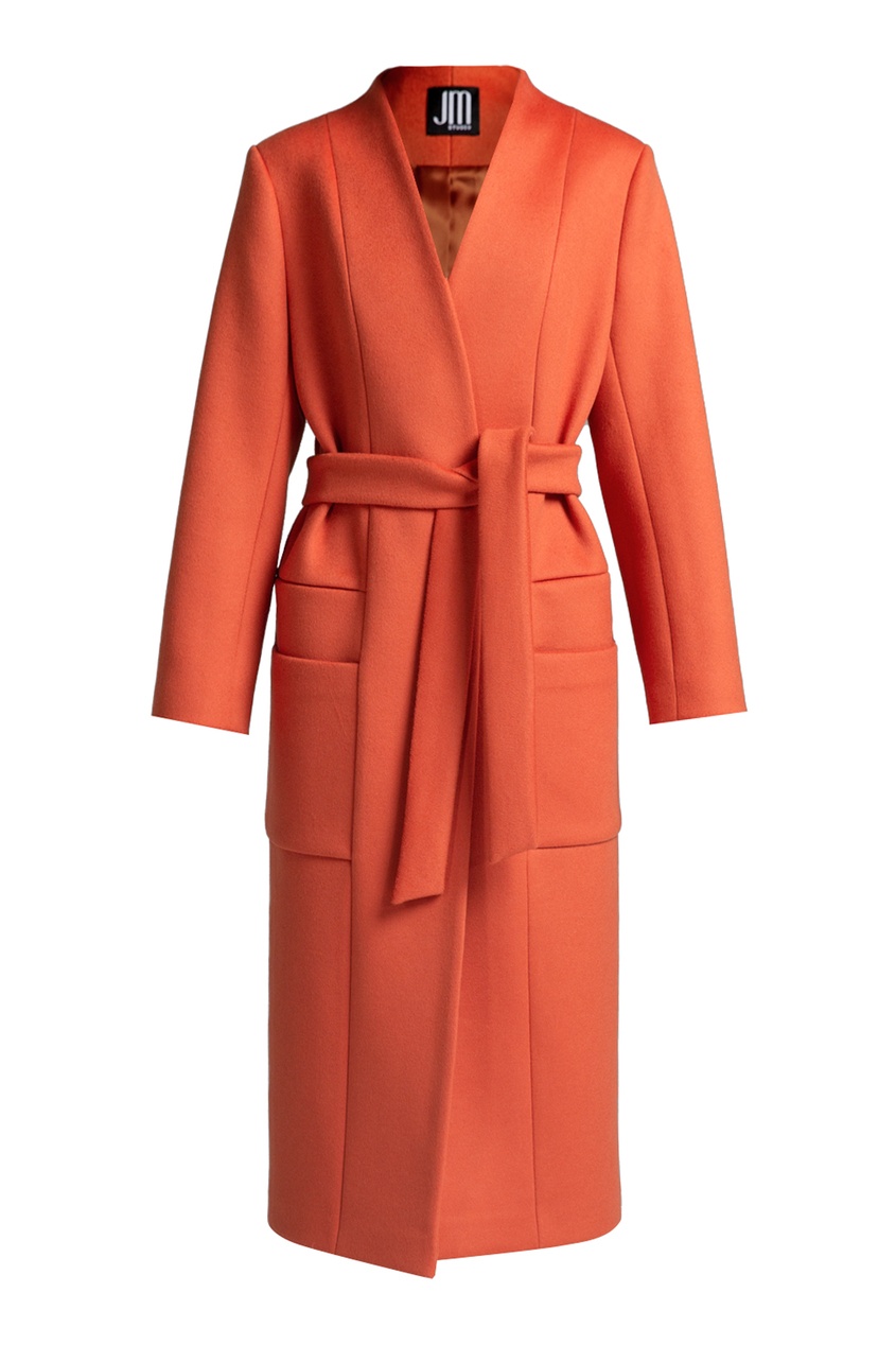 фото Оранжевое шерстяное пальто-халат Jm studio
