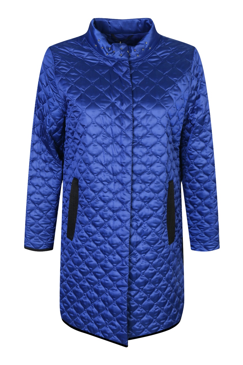 фото Синяя удлиненная куртка с отделкой marina rinaldi