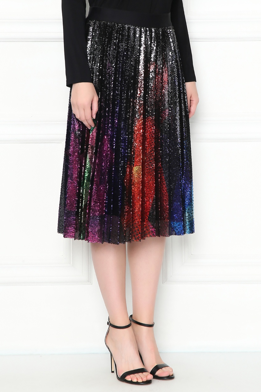 фото Плиссированная юбка-миди с разноцветными пайетками marina rinaldi
