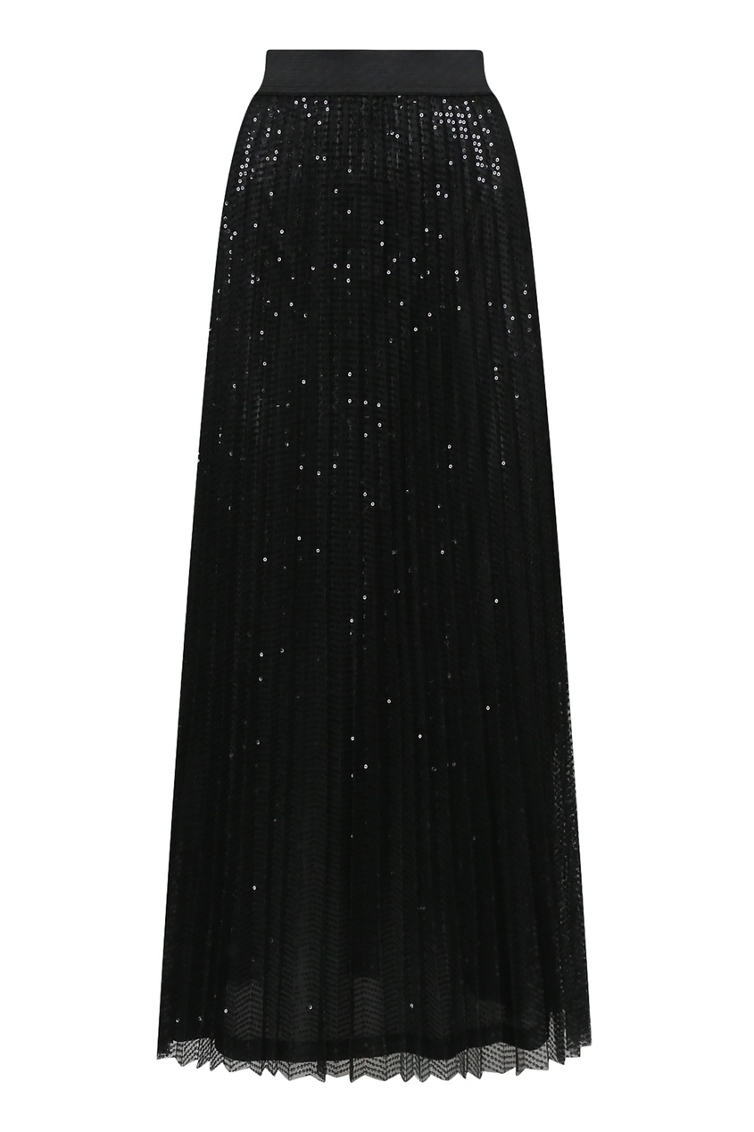 фото Черная плиссированная юбка с пайетками marina rinaldi