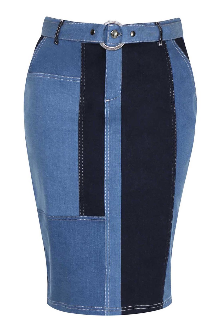 фото Комбинированная джинсовая юбка marina rinaldi