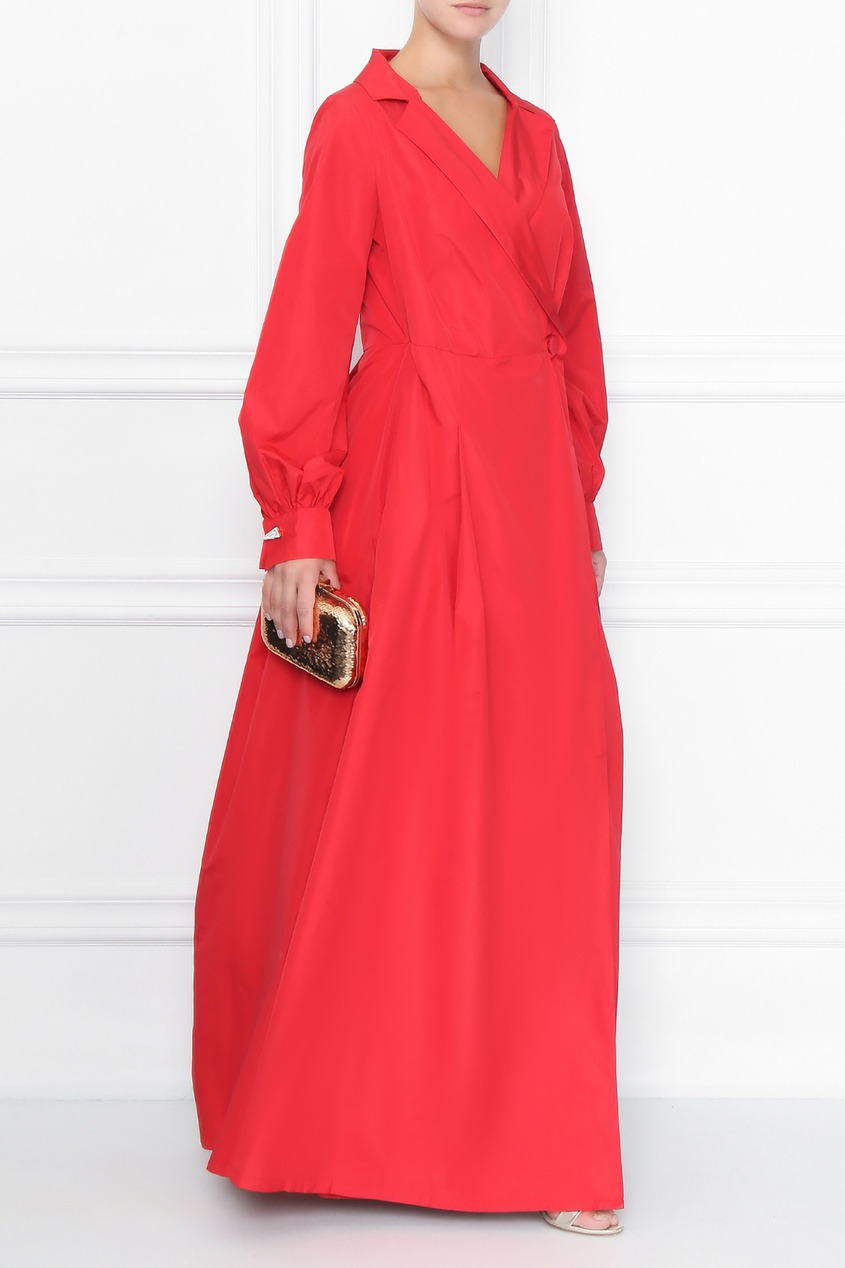 фото Красное платье с запахом marina rinaldi