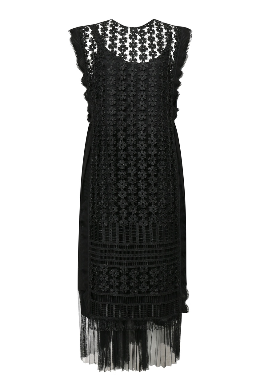 фото Черное платье с кружевной отделкой marina rinaldi