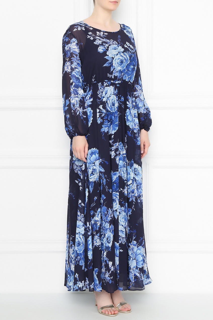 фото Длинное платье с цветочным принтом marina rinaldi