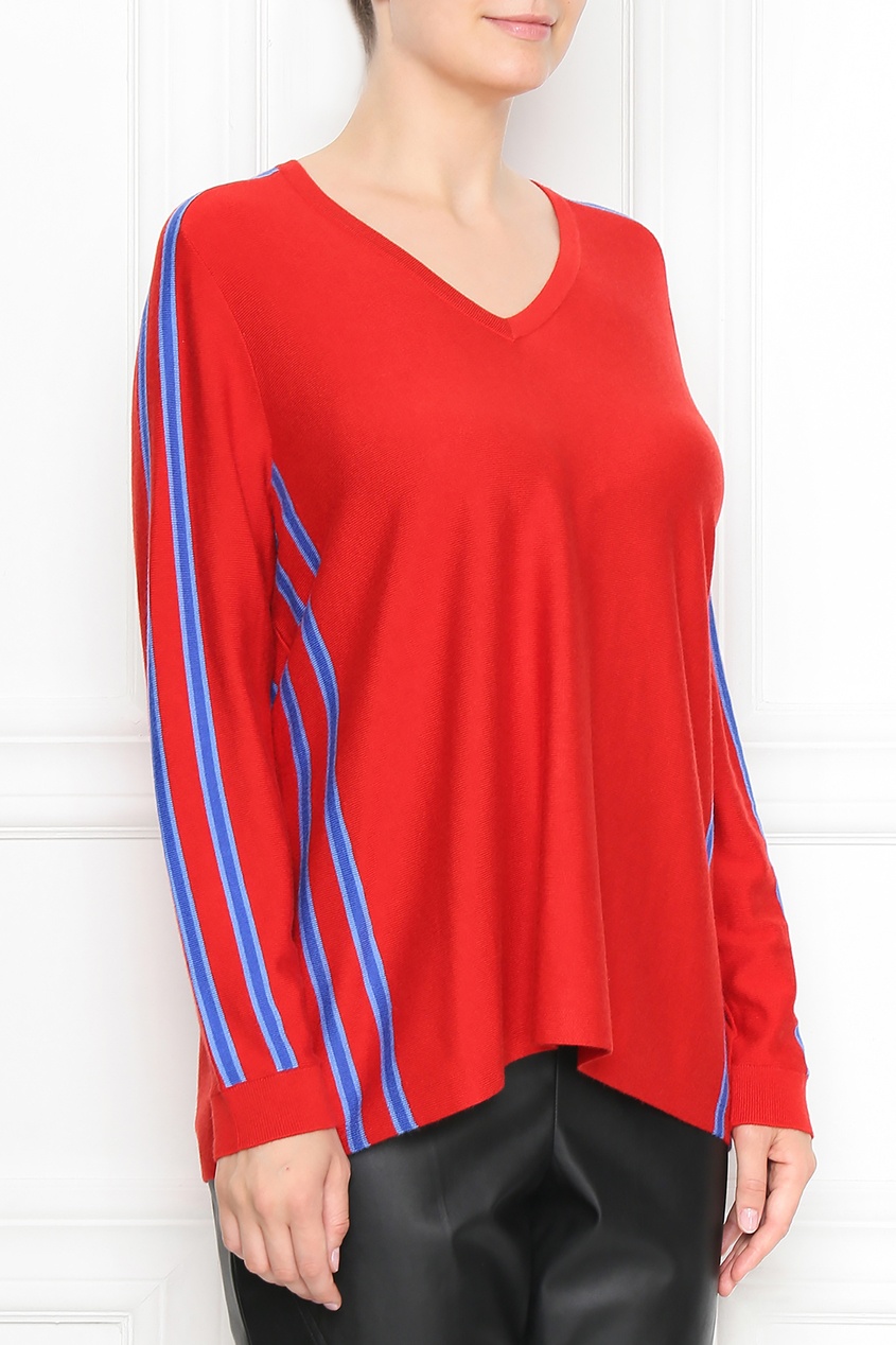 фото Красный пуловер с контрастной отделкой marina rinaldi