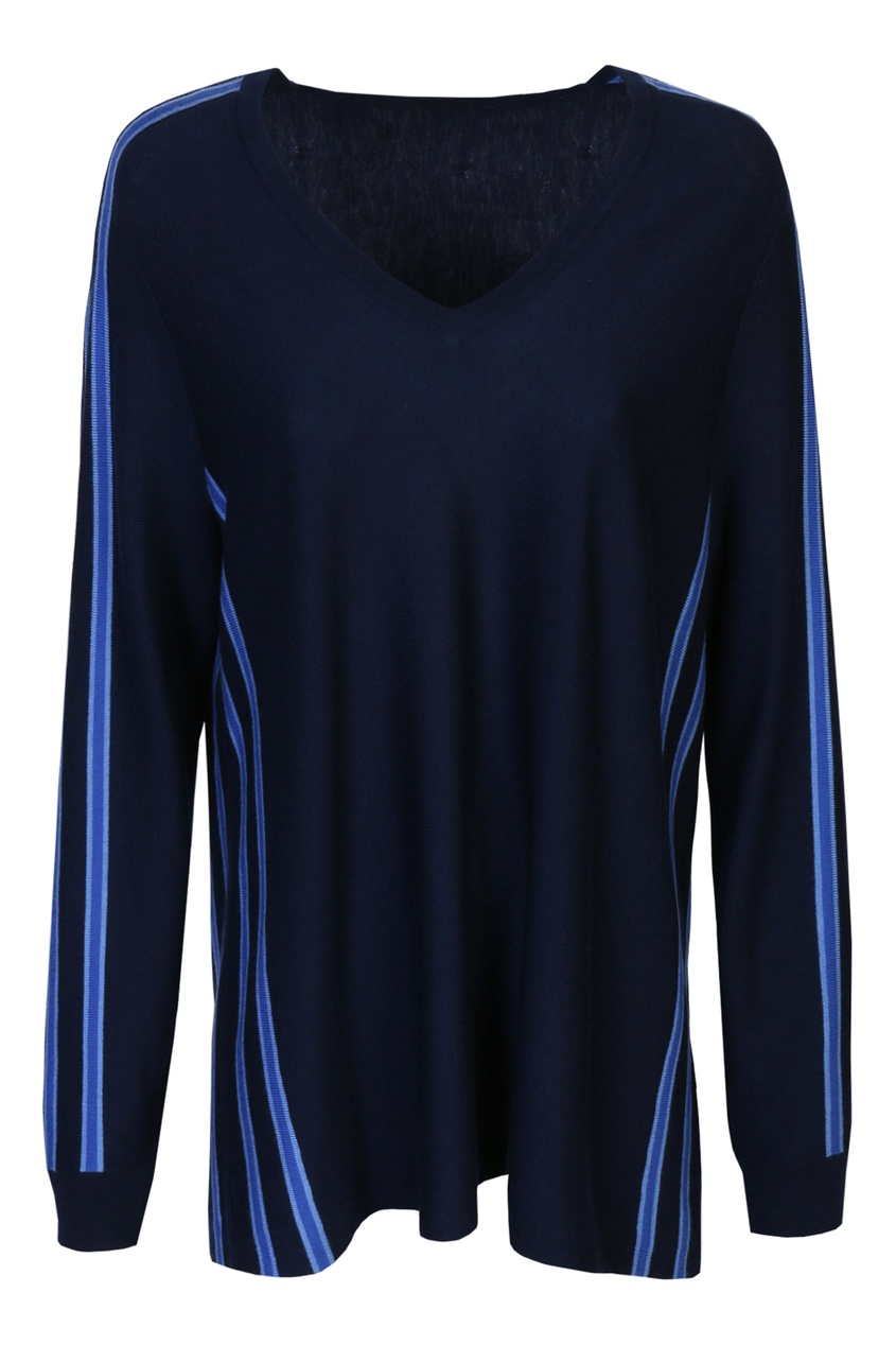 фото Темно-синий пуловер с контрастной отделкой marina rinaldi