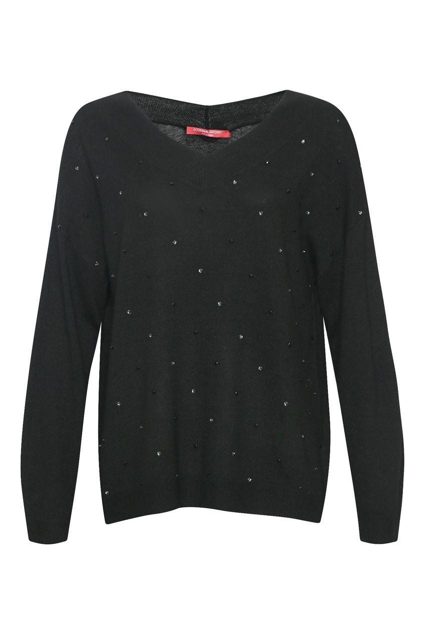 фото Черный пуловер с кристаллами marina rinaldi