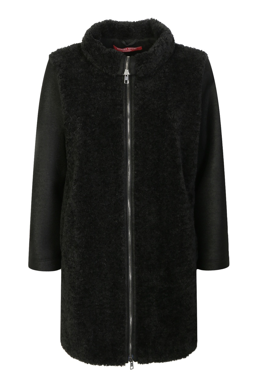 фото Комбинированное пальто черного цвета Marina rinaldi
