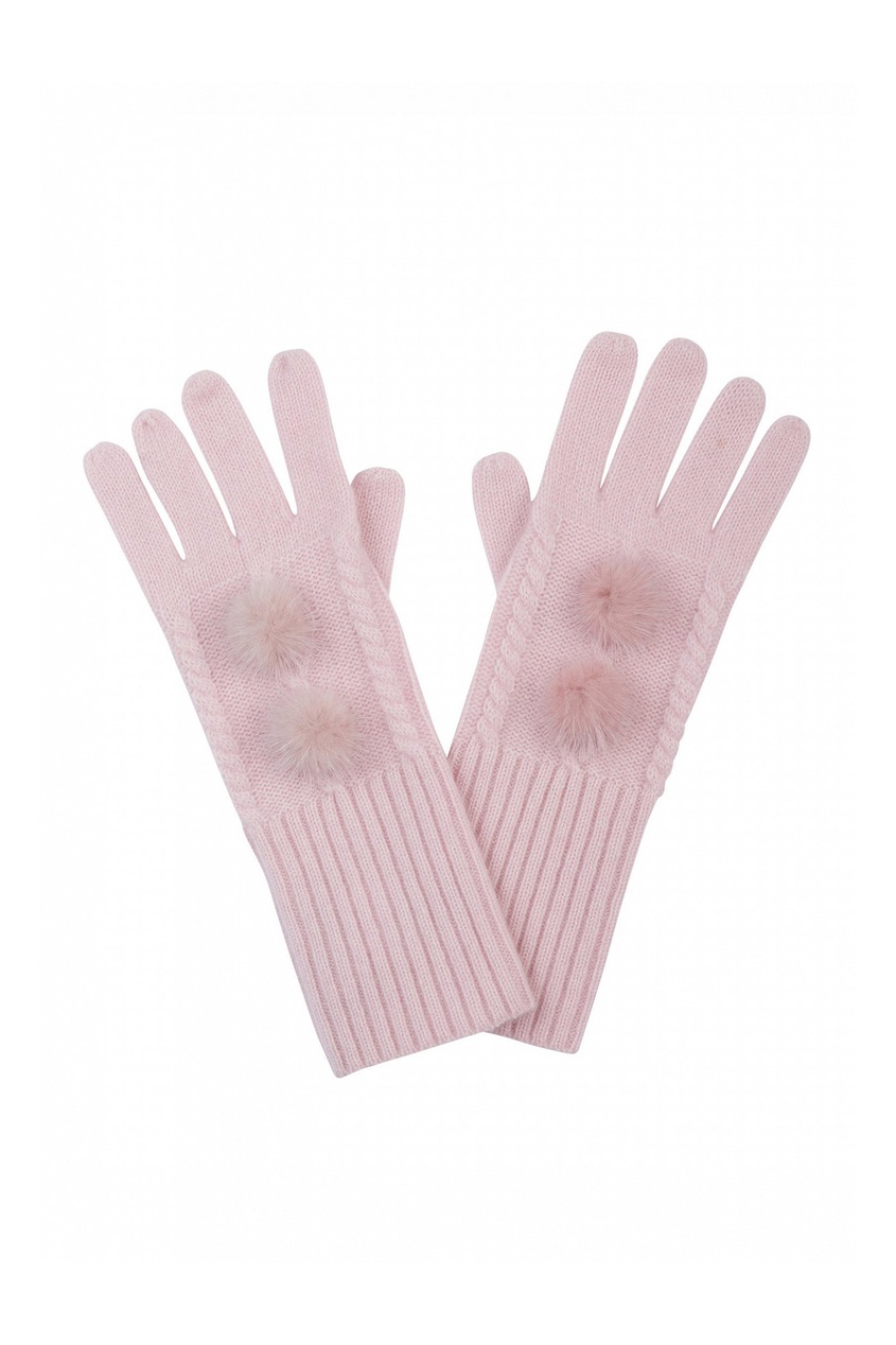 фото Розовые перчатки, украшенные меховыми помпонами Max & moi