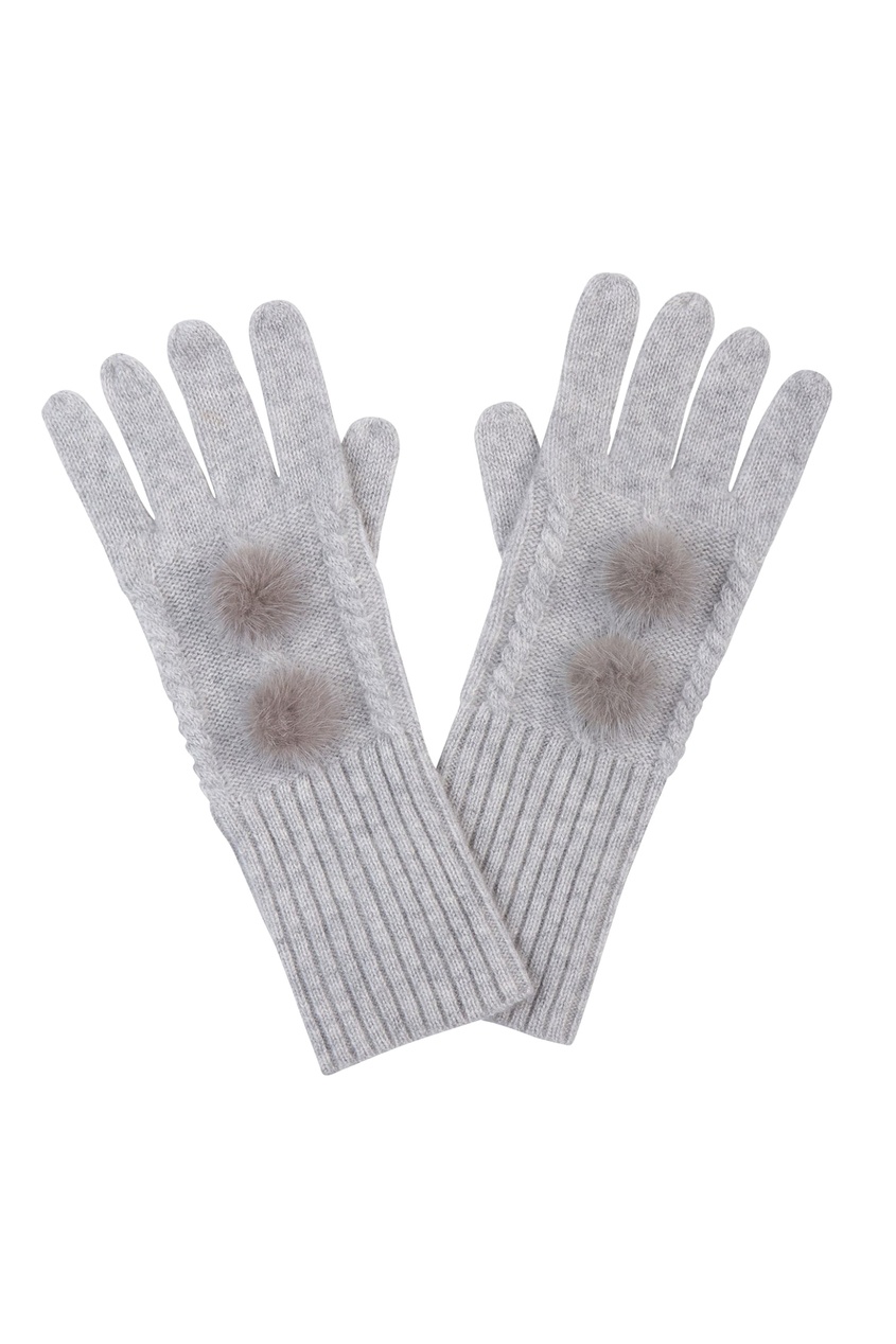 фото Серые перчатки, украшенные мехом Max & moi