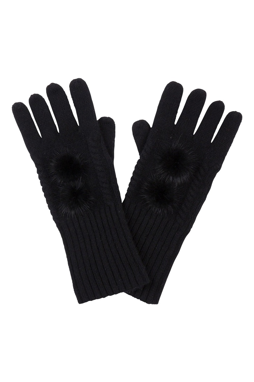 фото Черные перчатки, украшенные мехом Max & moi