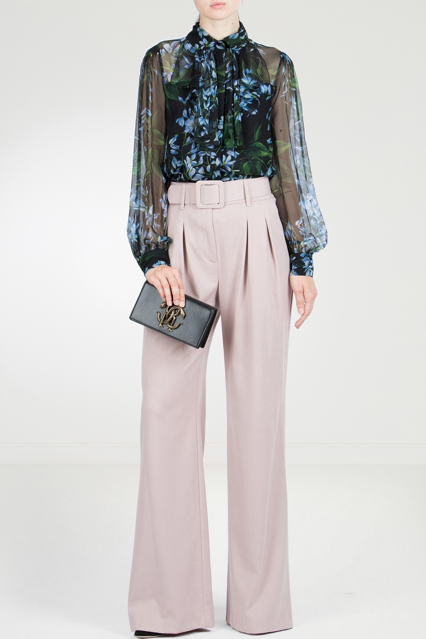 фото Шелковая блуза в романтическом стиле с цветочным принтом Blumarine