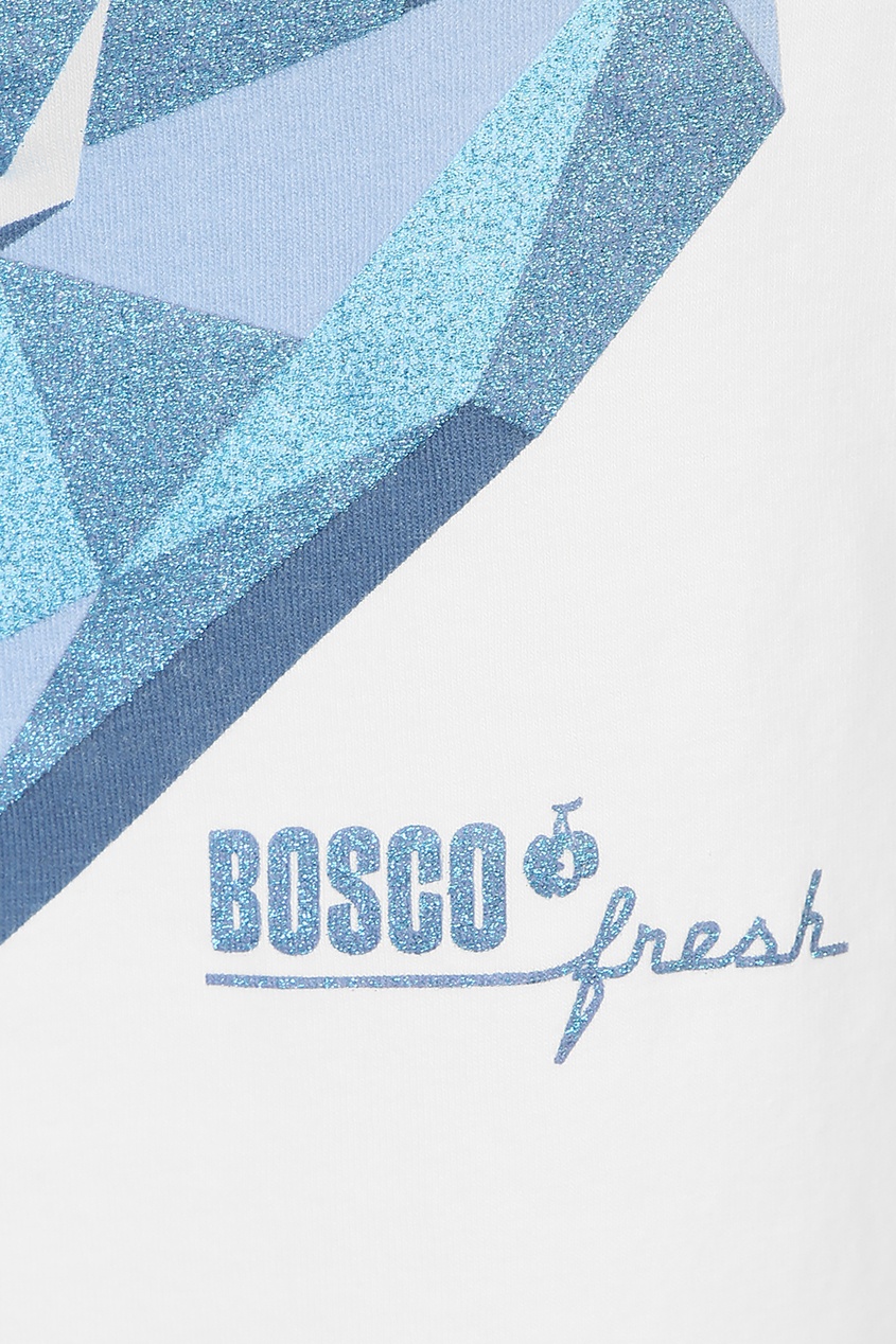 фото Белая футболка с блестящим принтом Bosco fresh