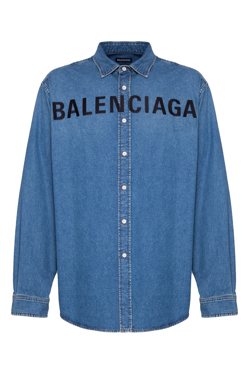 фото Джинсовая рубашка chest logo balenciaga