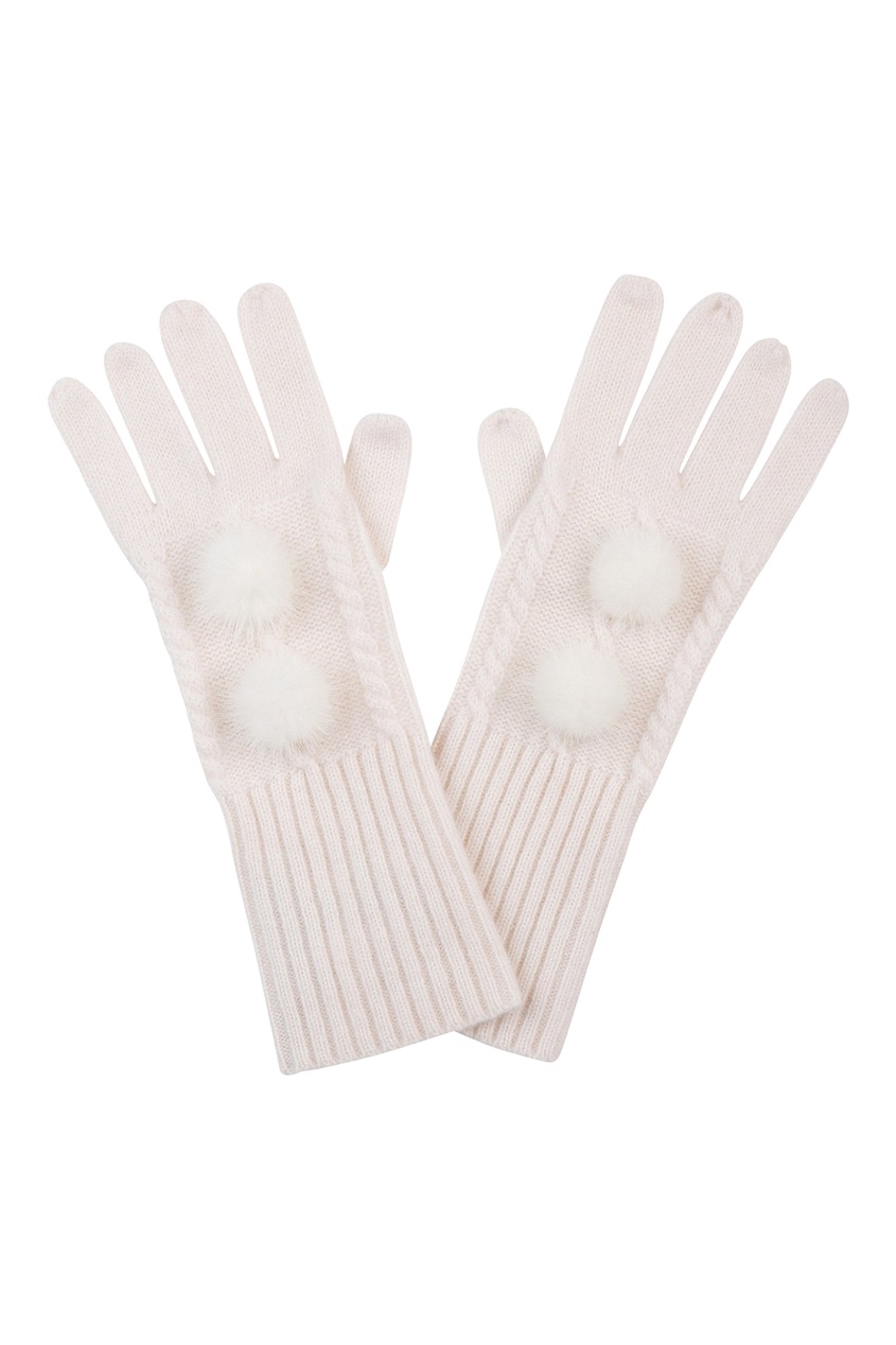 фото Белые перчатки, украшенные мехом Max & moi