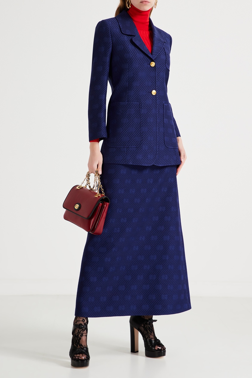 фото Синяя юбка макси с монограммами Gucci