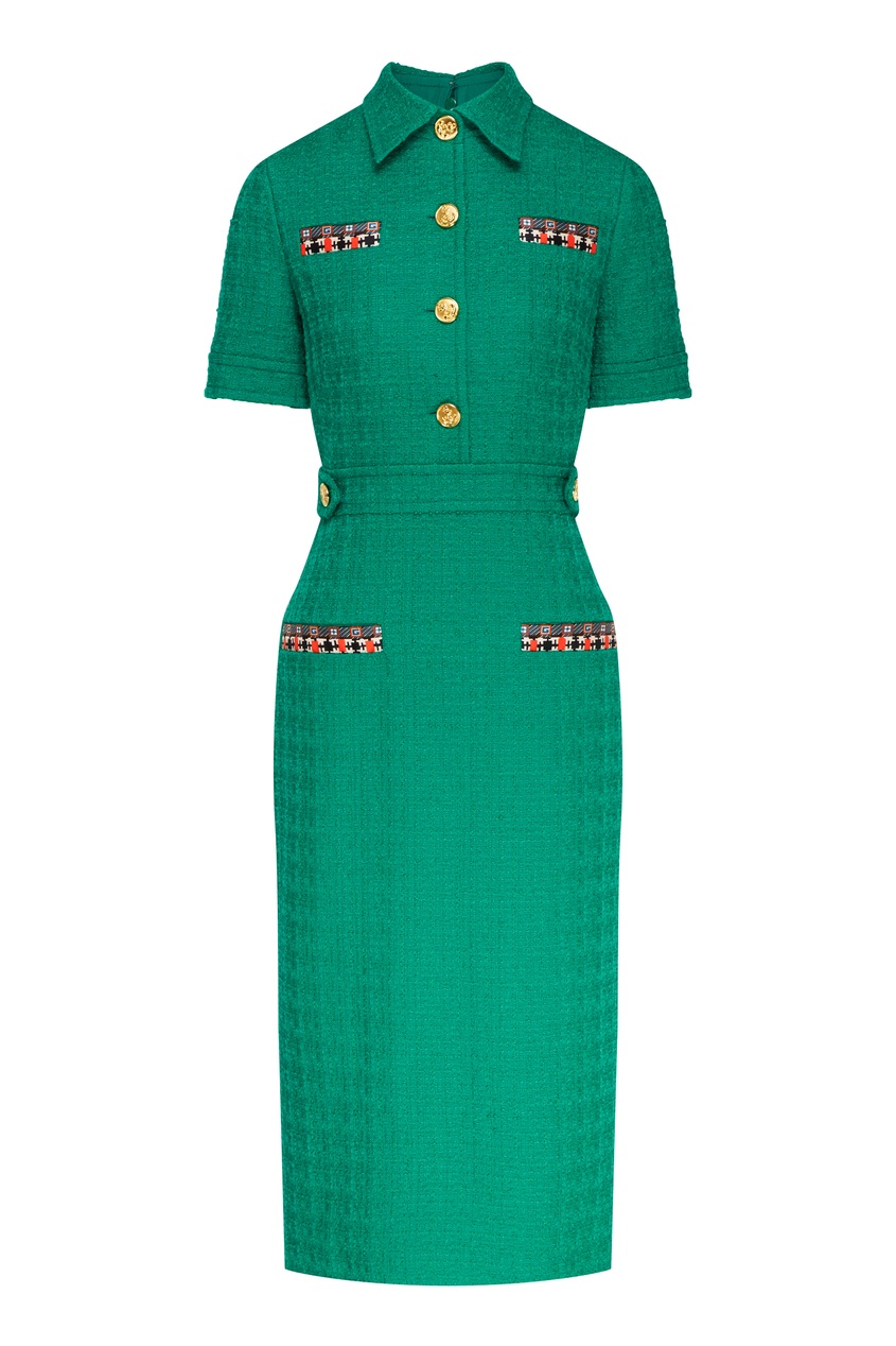 фото Зеленое платье с разноцветной отделкой gucci