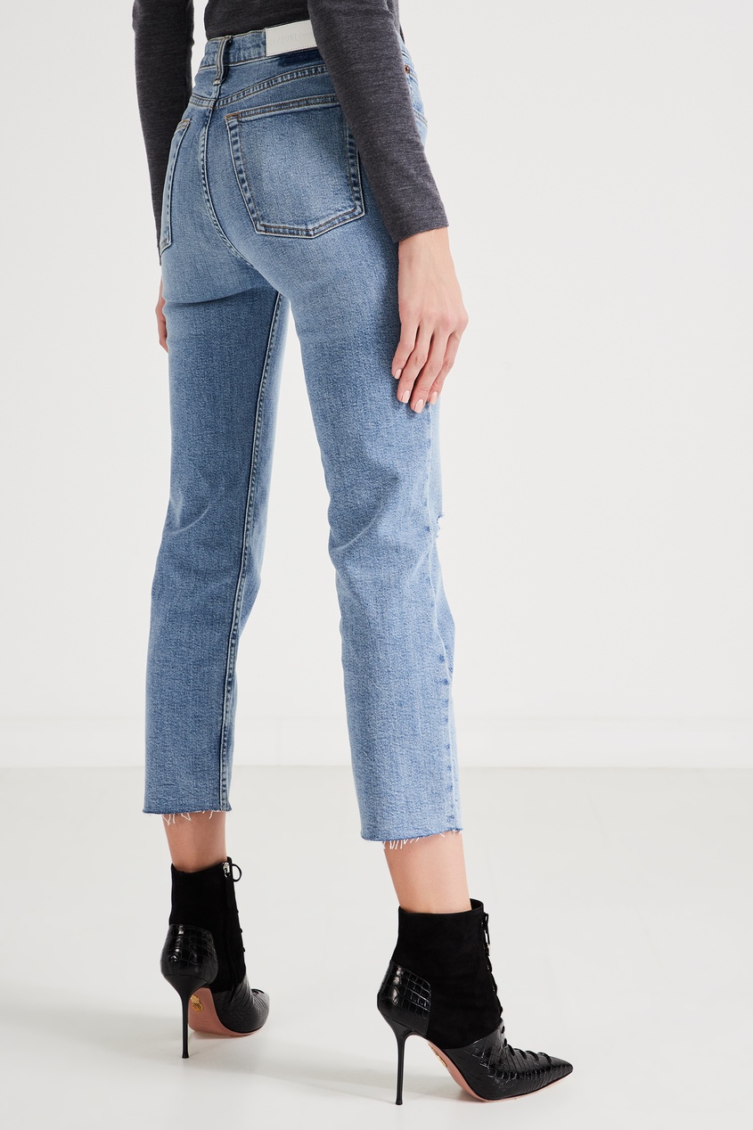 фото Укороченные джинсы с потертостями на колене re/done