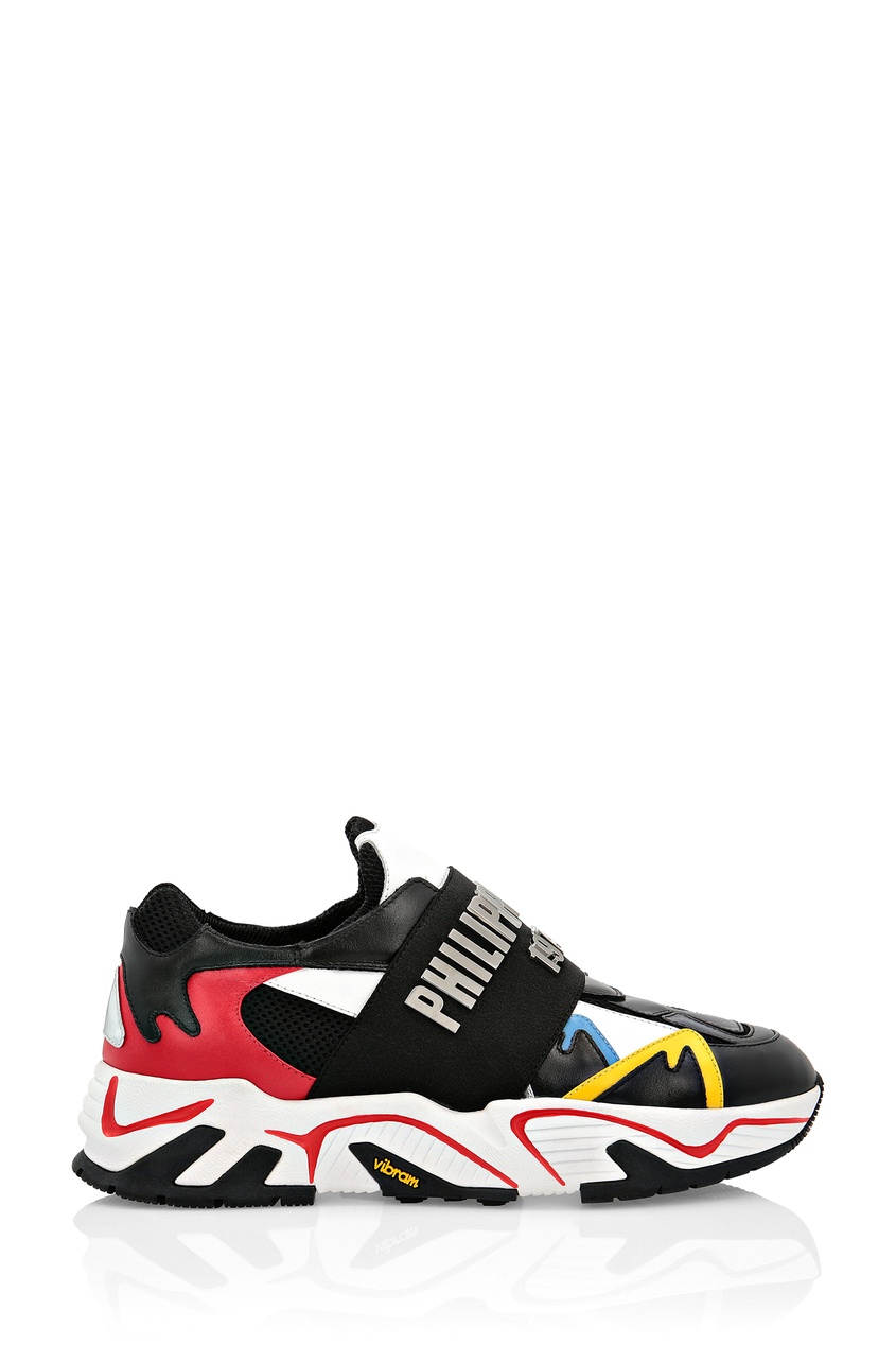 

Кожаные кроссовки с яркими вставками, Multicolor, Кожаные кроссовки с яркими вставками