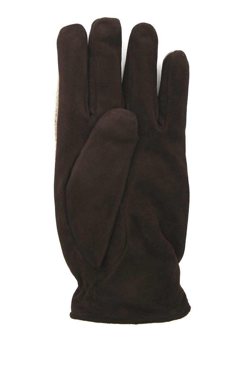 фото Коричневые перчатки из шерсти и замши Lardini