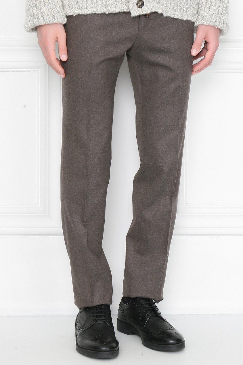фото Светло-коричневые брюки из шерсти pt01
