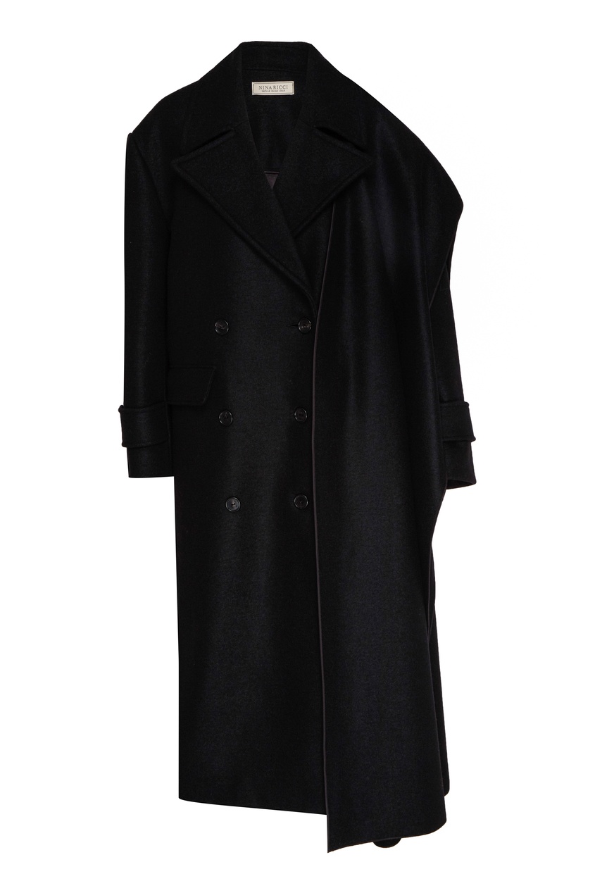 фото Двубортное черное пальто из шерсти Nina ricci