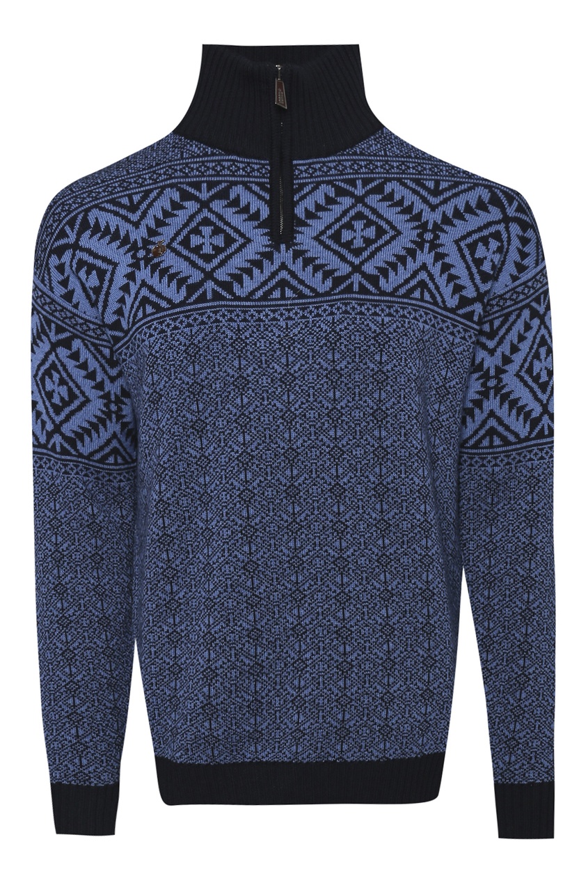 фото Синий шерстяной свитер с узорами Bosco fresh