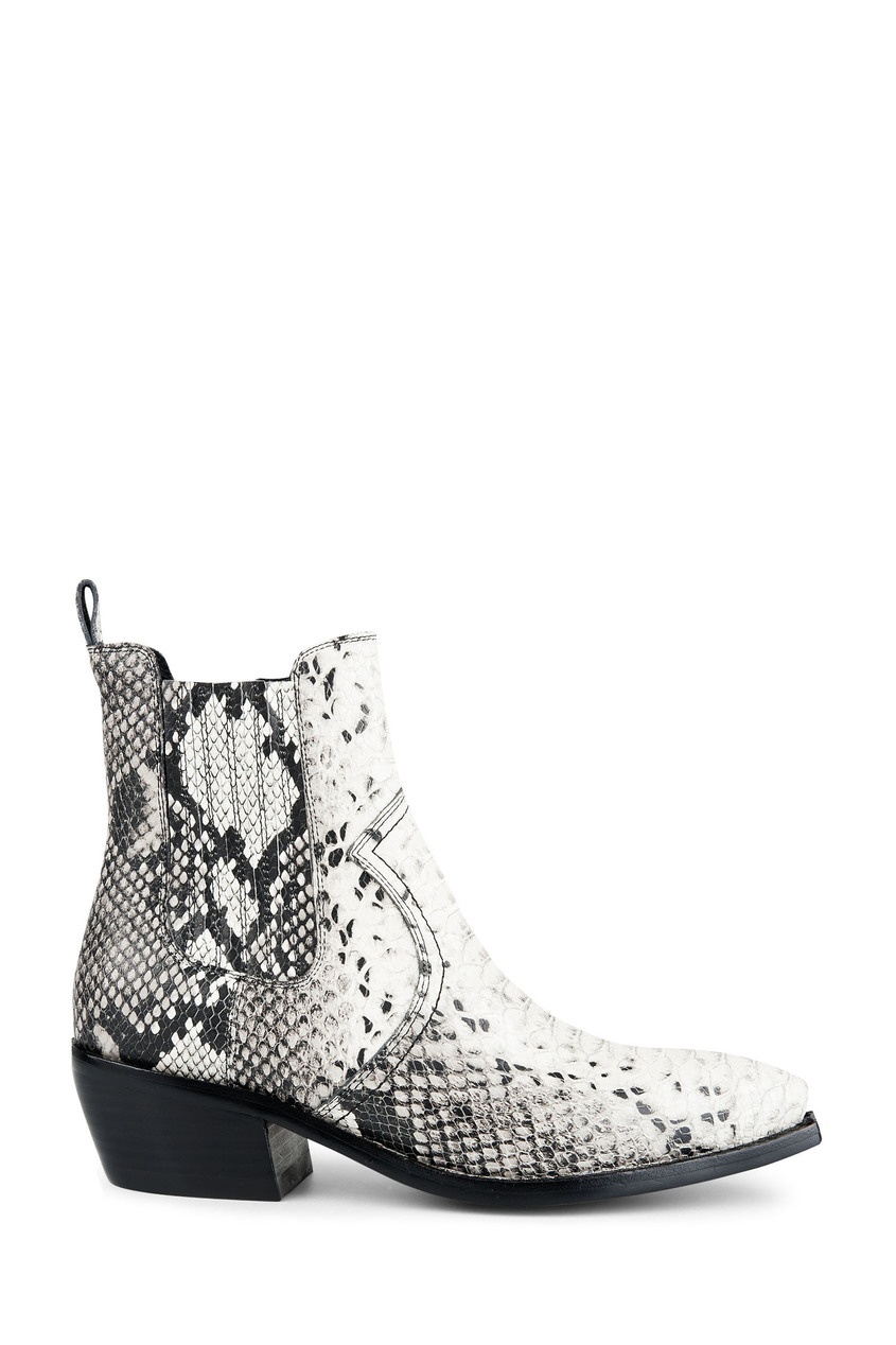 фото Серые ботинки из кожи со змеиным принтом Jeffrey campbell