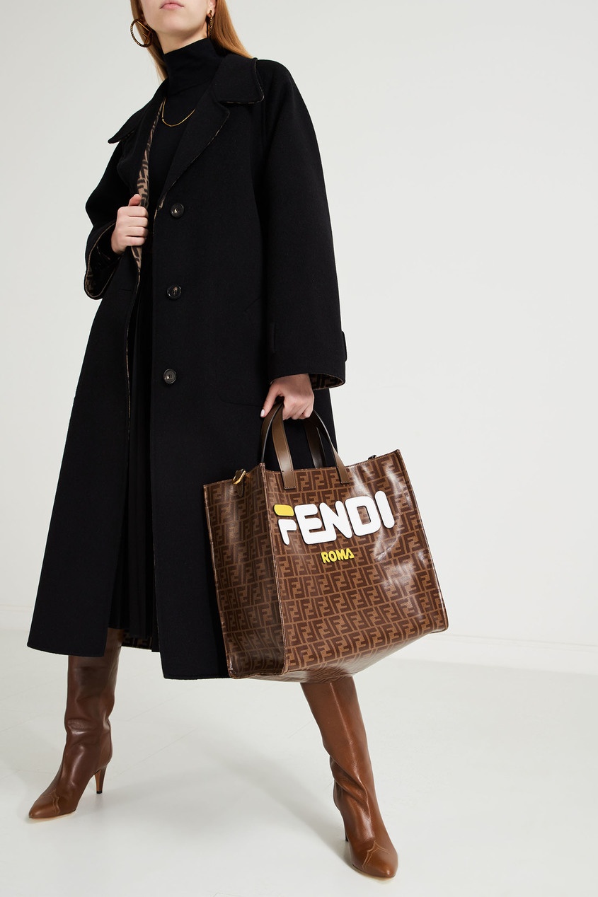 фото Коричневая сумка tess с монограммами fendi x fila