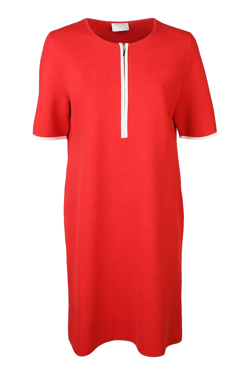 фото Красное платье с контрастной отделкой marina rinaldi
