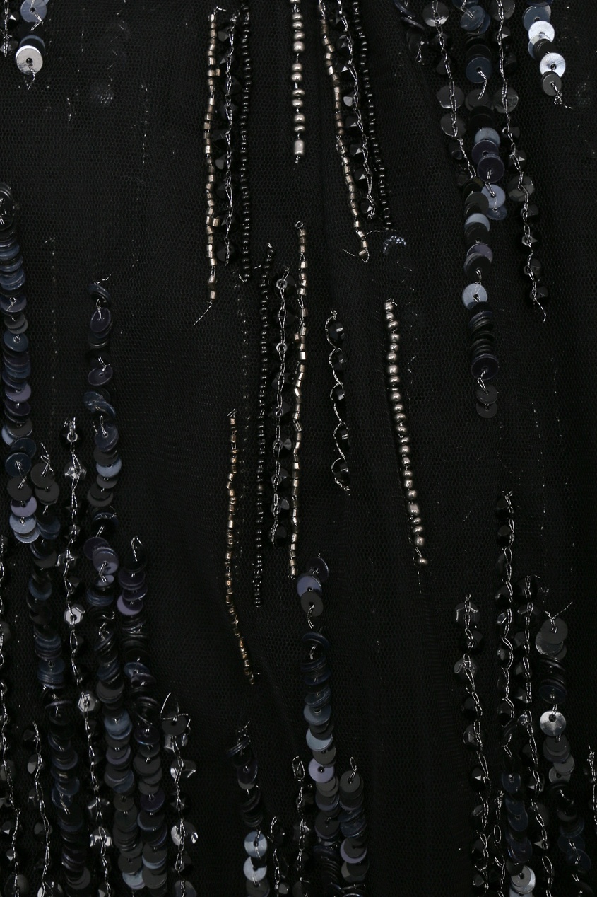 фото Черное полупрозрачное платье макси с пайетками marina rinaldi