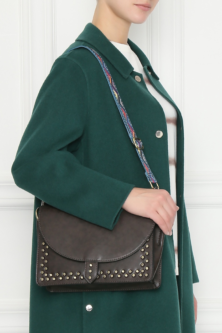 фото Темно-коричневая сумка с разноцветным плечевым ремнем marina rinaldi