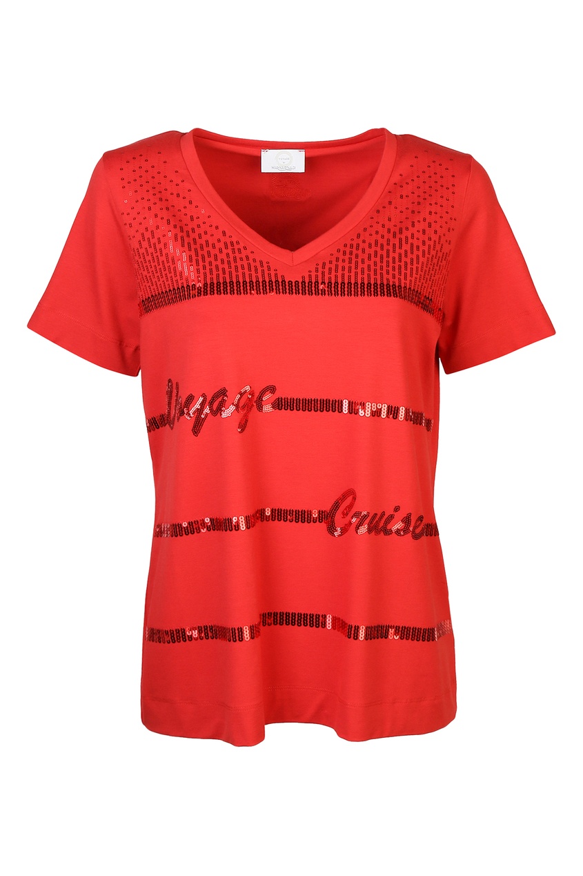 фото Красная футболка с пайетками marina rinaldi