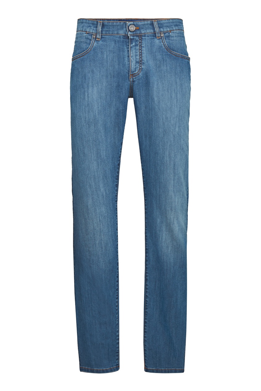 фото Голубые джинсы с вышитой аппликацией Billionaire