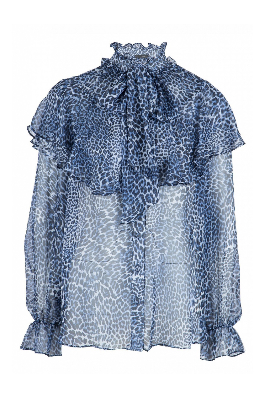 фото Синяя шелковая блуза Vuall