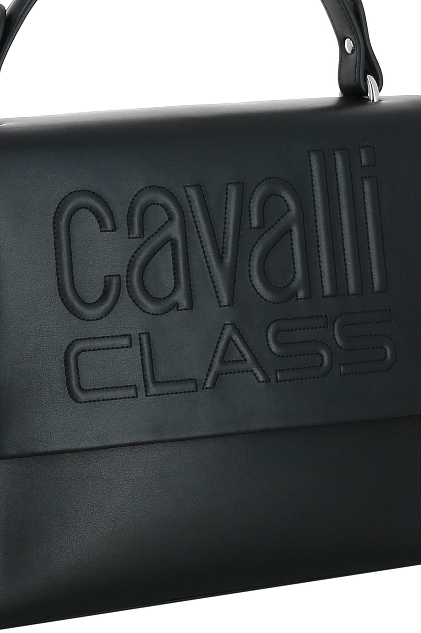 фото Черная сумка с леопардовыми вставками cavalli class