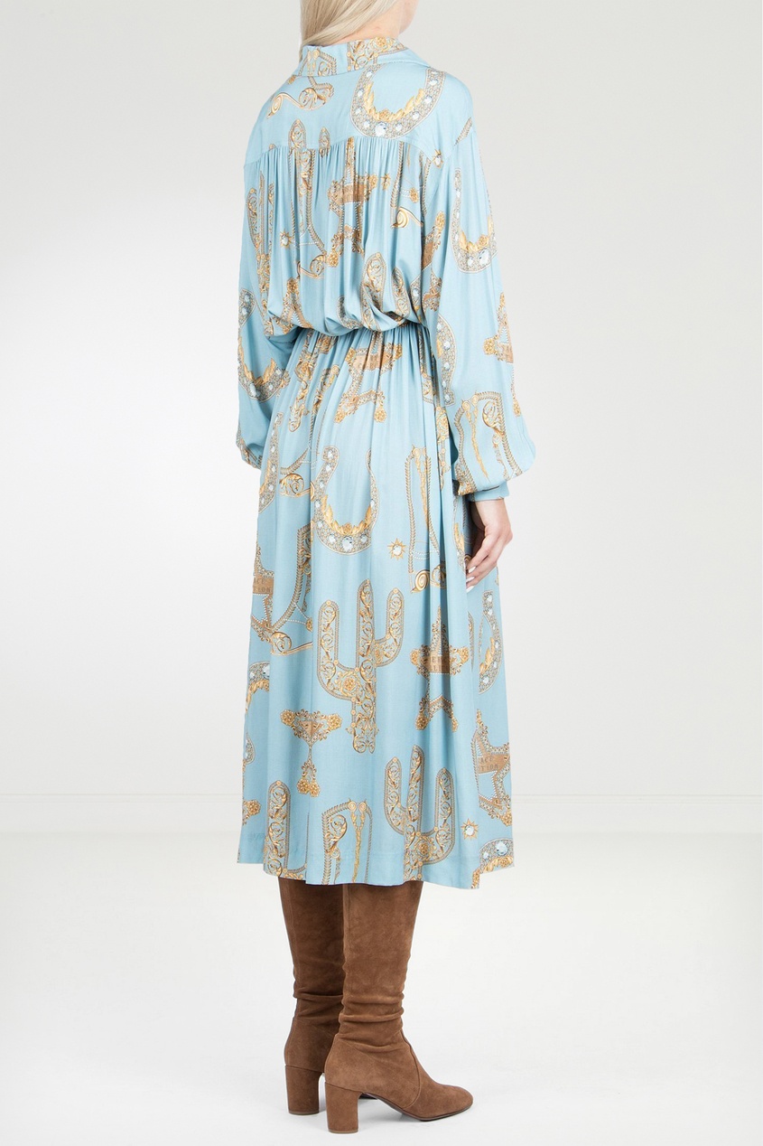 фото Голубое платье из вискозы versace collection