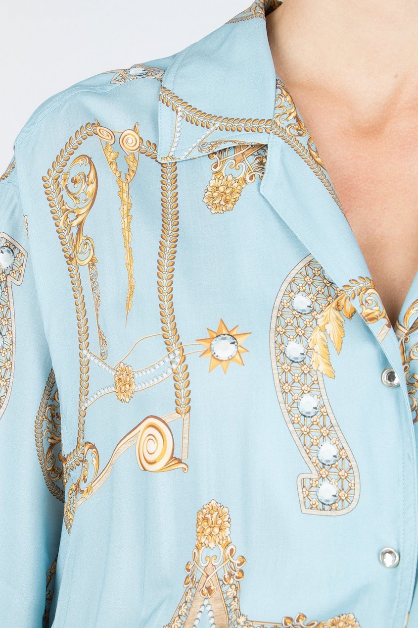 фото Голубое платье из вискозы versace collection