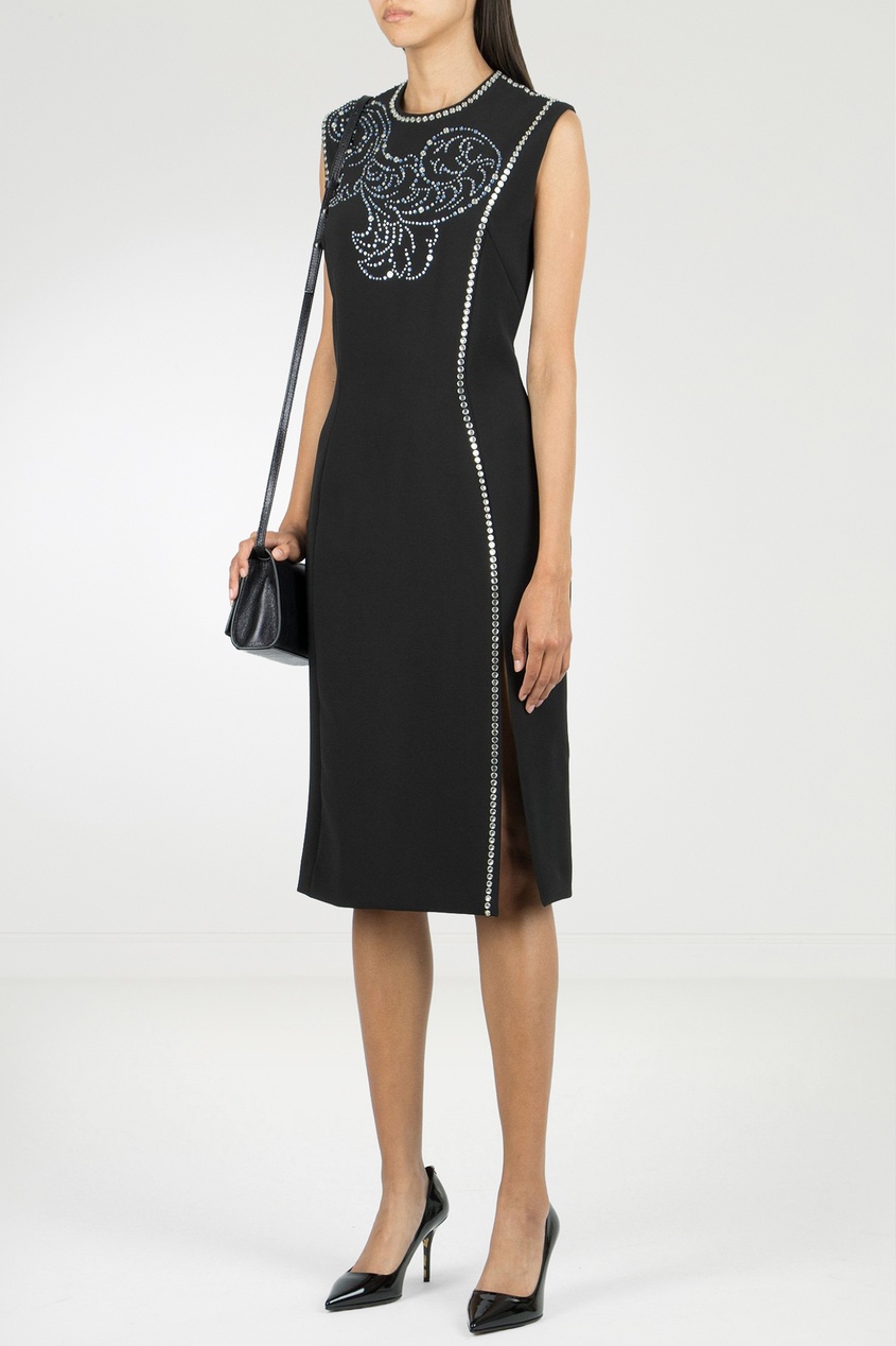 фото Черное платье с кристаллами versace collection