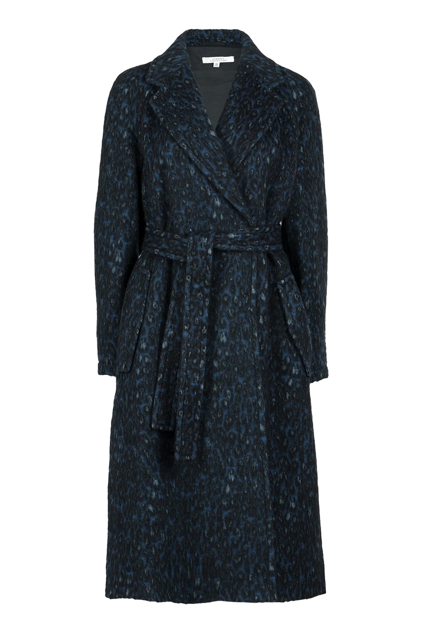фото Синее пальто с принтом versace collection