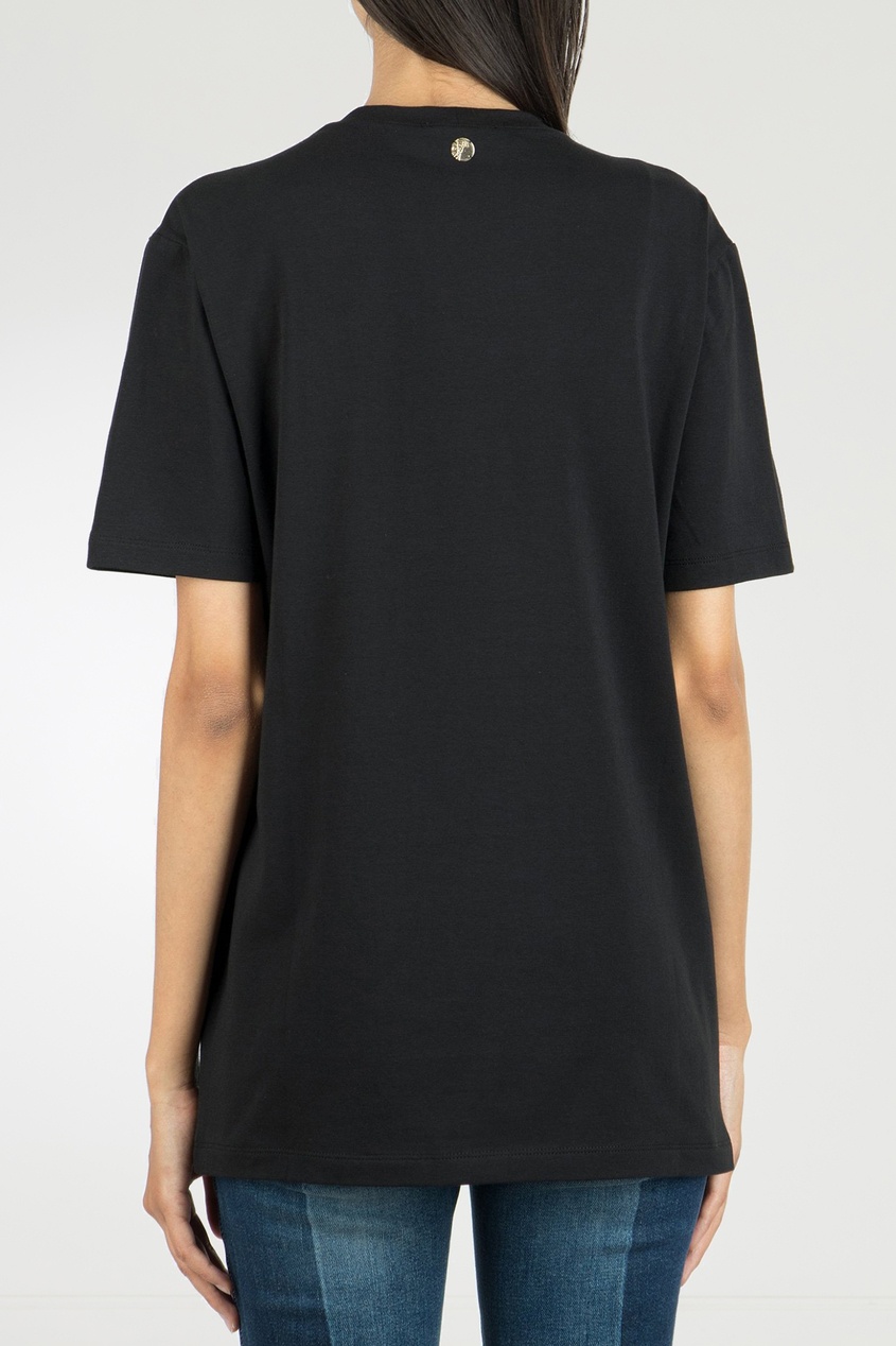 фото Черная футболка со стразами versace collection