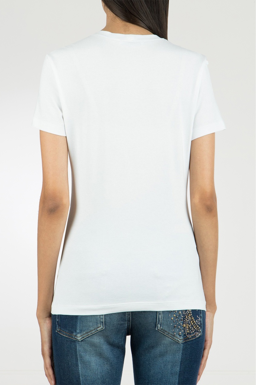фото Белая футболка с рисунком из стразов versace collection