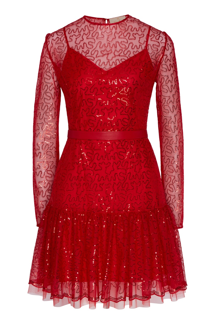 фото Красное платье мини с пайетками like yana