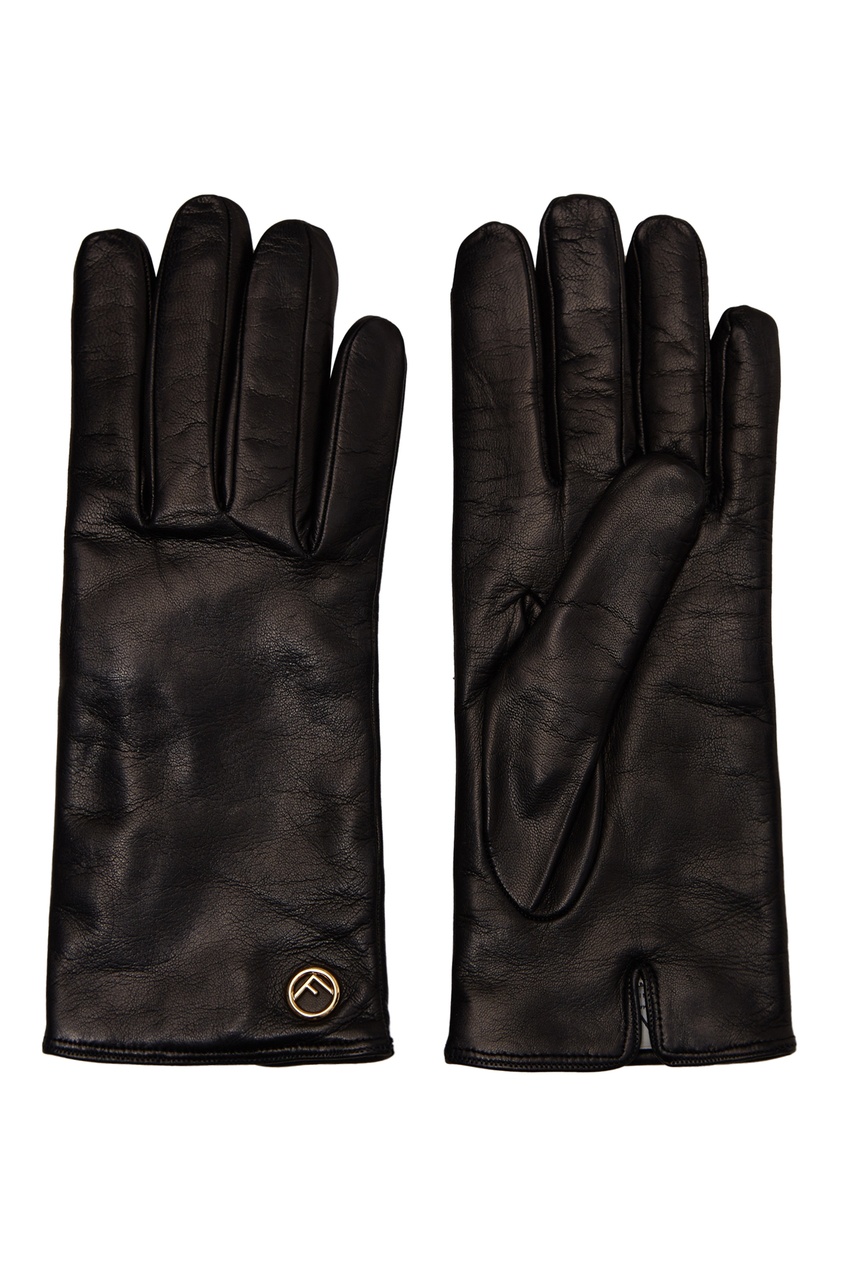 фото Черные перчатки с заклепками Fendi