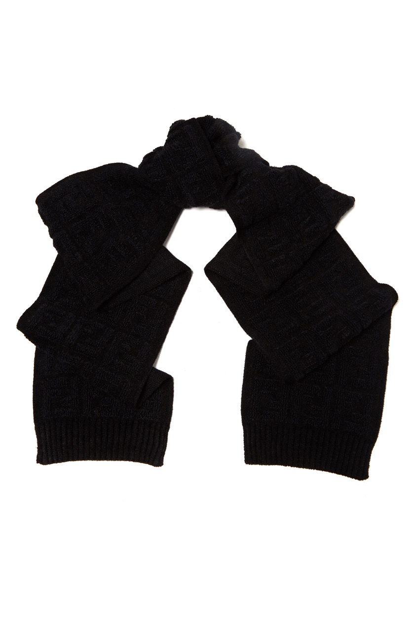 фото Черный шарф с ff-мотивом Fendi
