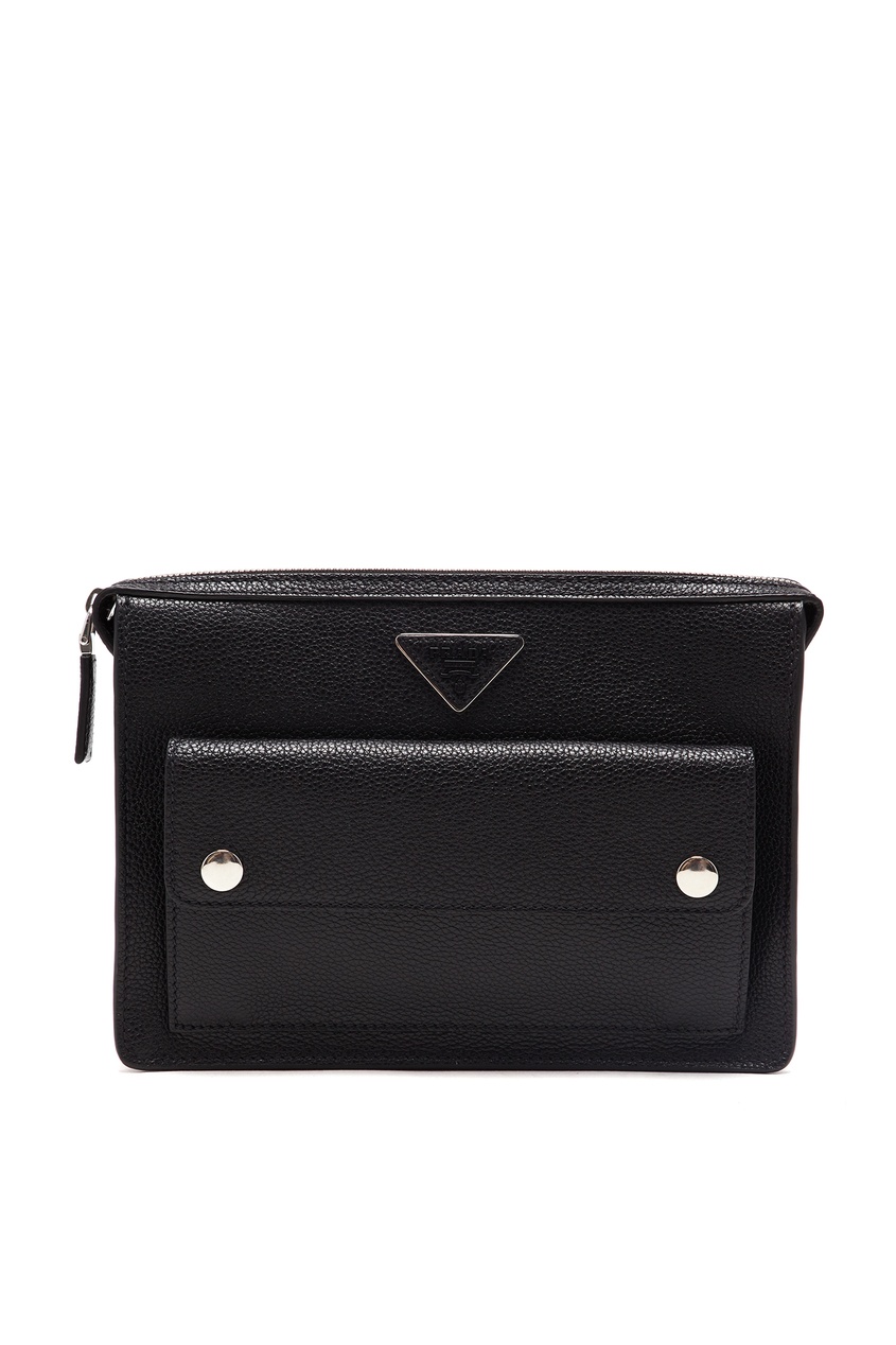 фото Черная сумка с накладным карманом Prada