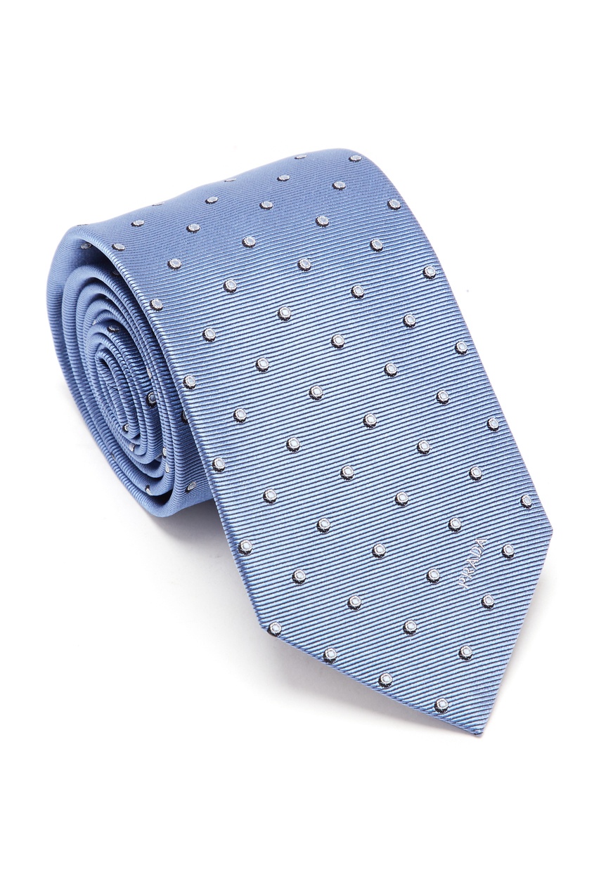 фото Голубой галстук в горох Prada