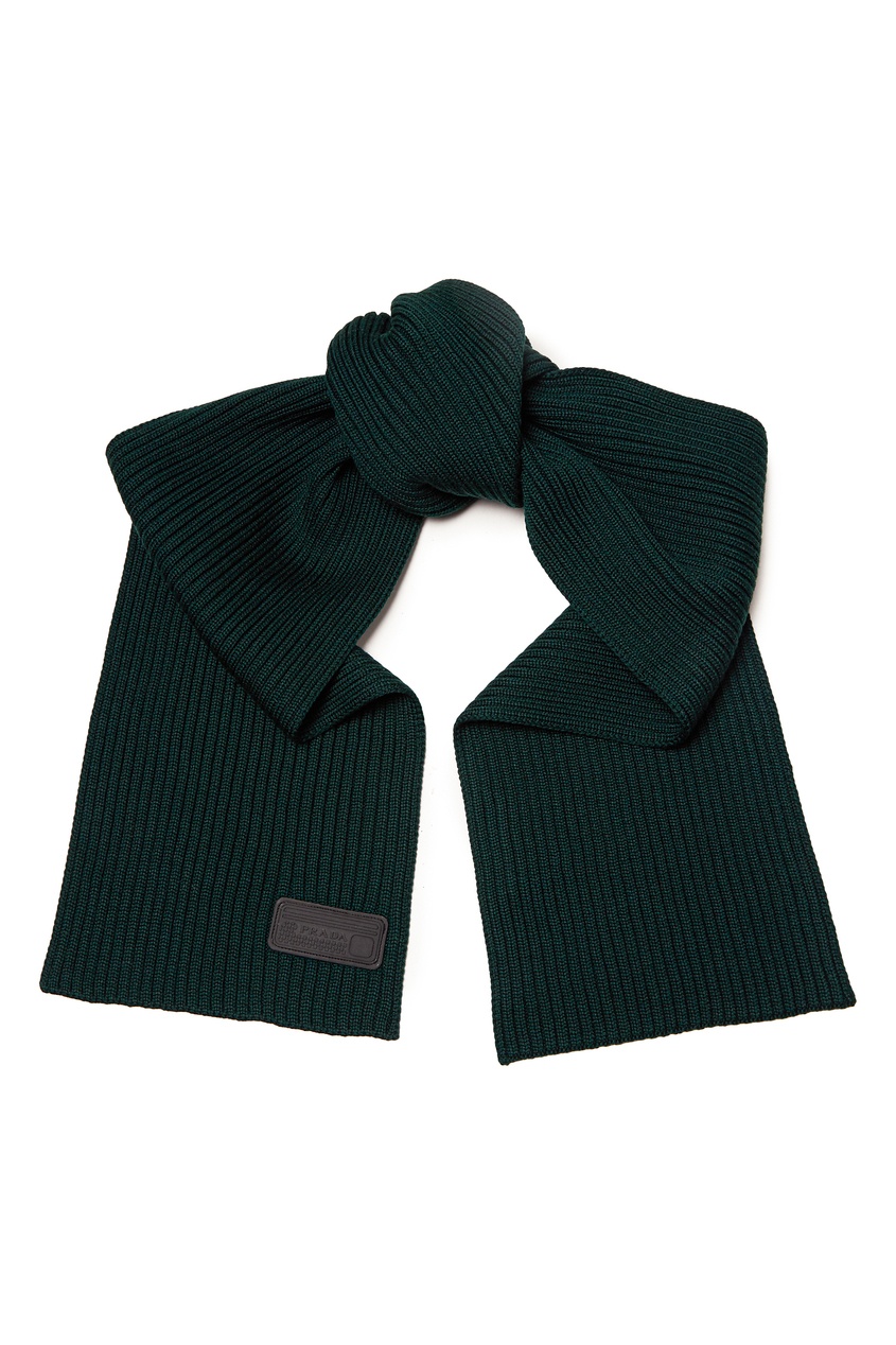 фото Темно-зеленый шерстяной шарф Prada